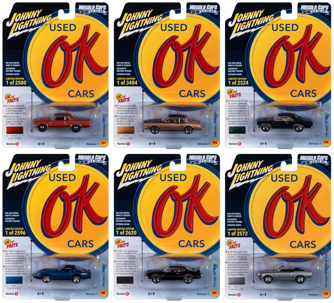 johnny-lightning-muscle-cars-usa-2023-r1-set-b-6-voitures-1-64 image 1