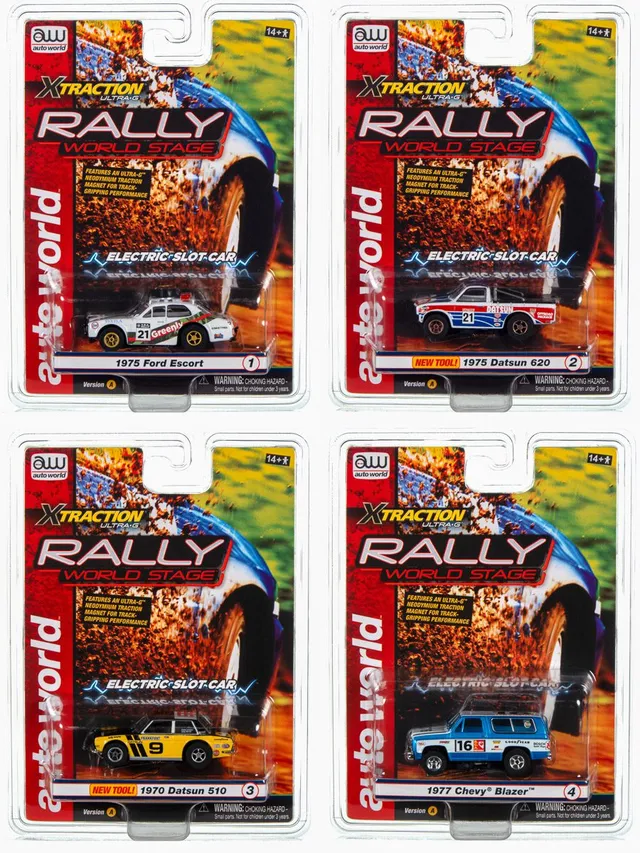 auto-world-x-traction-rally-slot-cars-1-64-coffret-a-4-voitures image 1