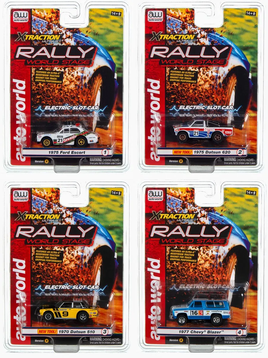 auto-world-x-traction-rally-slot-cars-1-64-coffret-a-4-voitures image 1