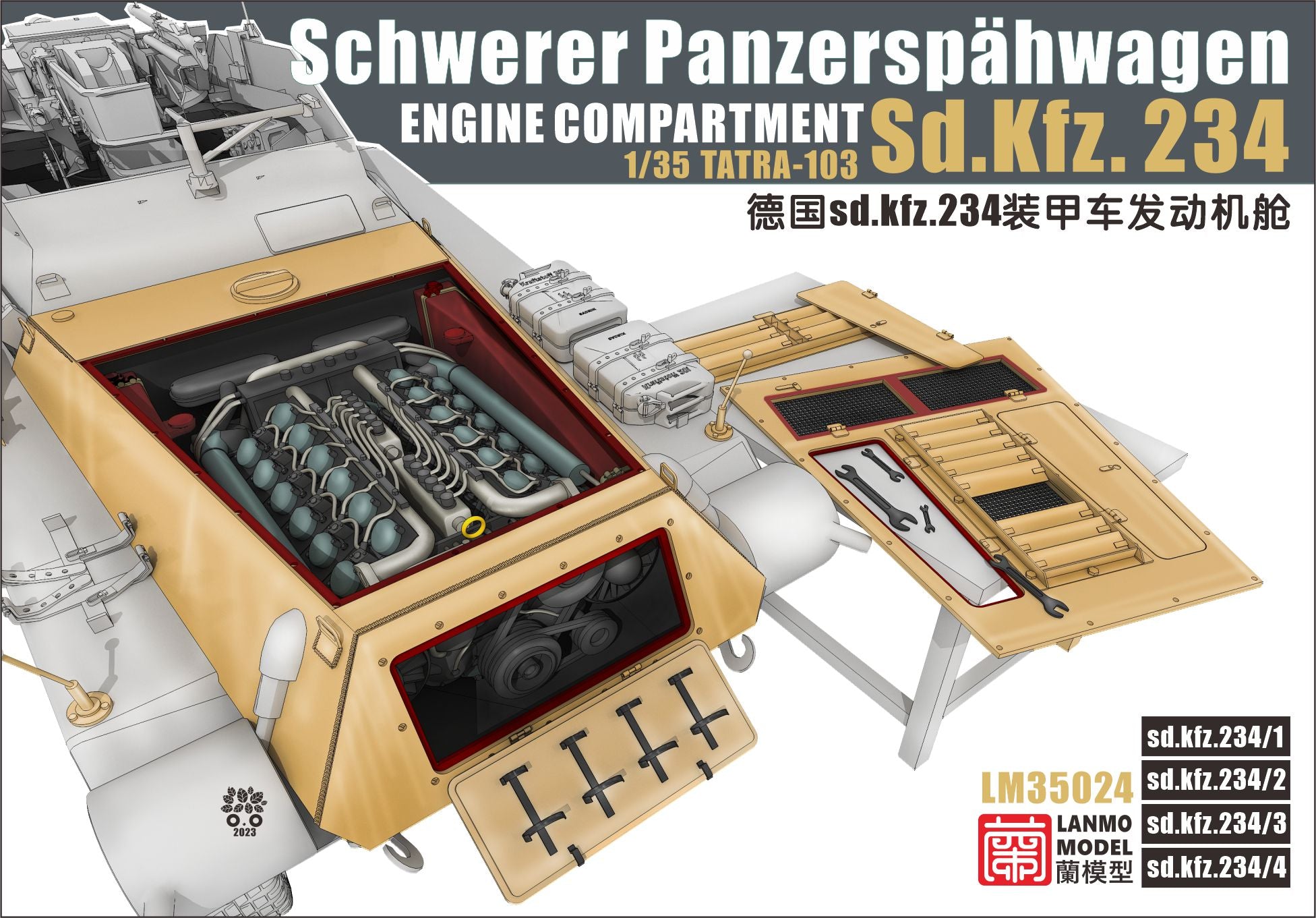 lanmo-lm35024-compartiment-moteur-sd-kfz-224-1-35-upgrade image 1