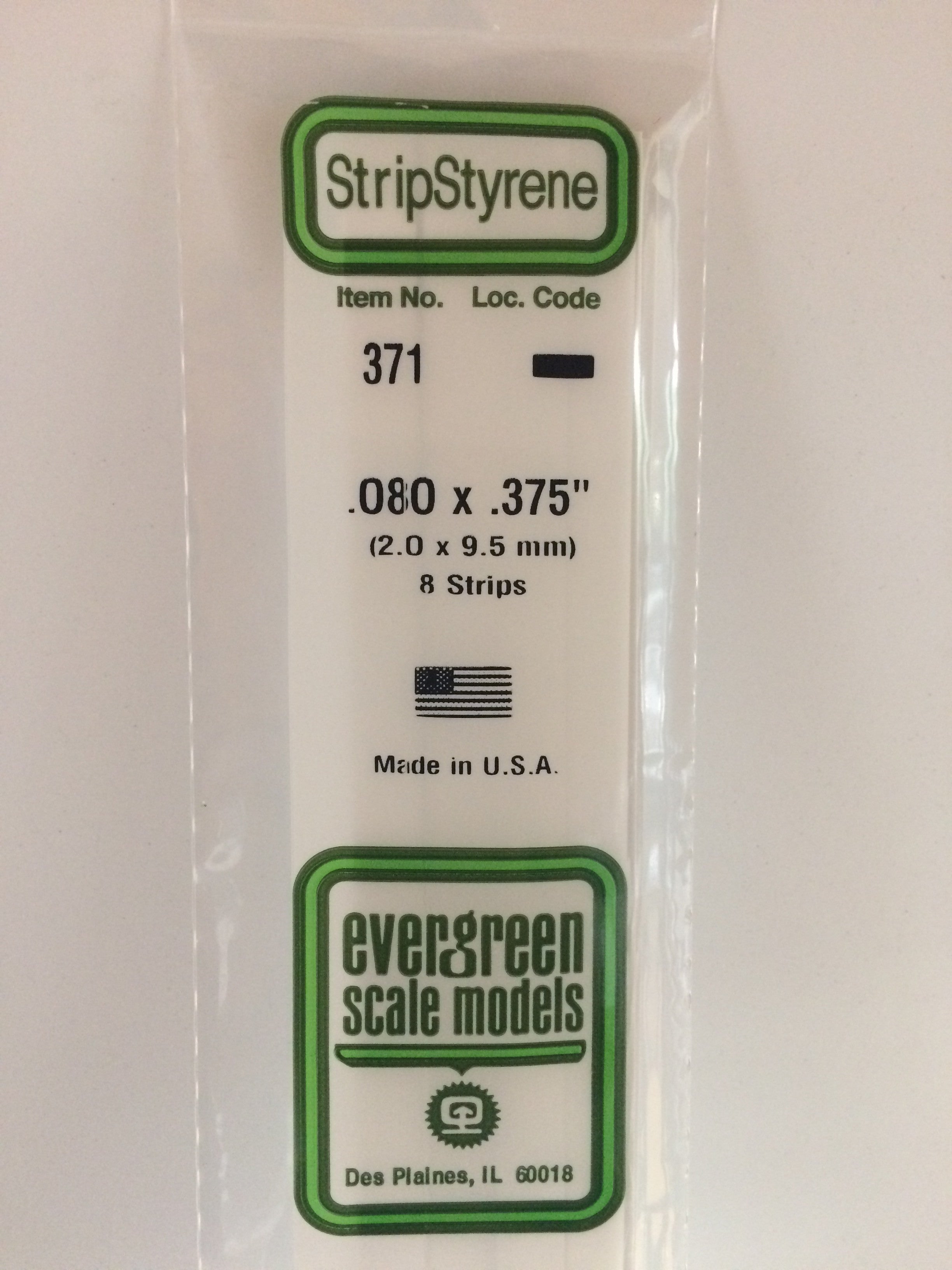 evergreen-strips-371-baguette-plate-2x9-5-mm-lot-8 image 1