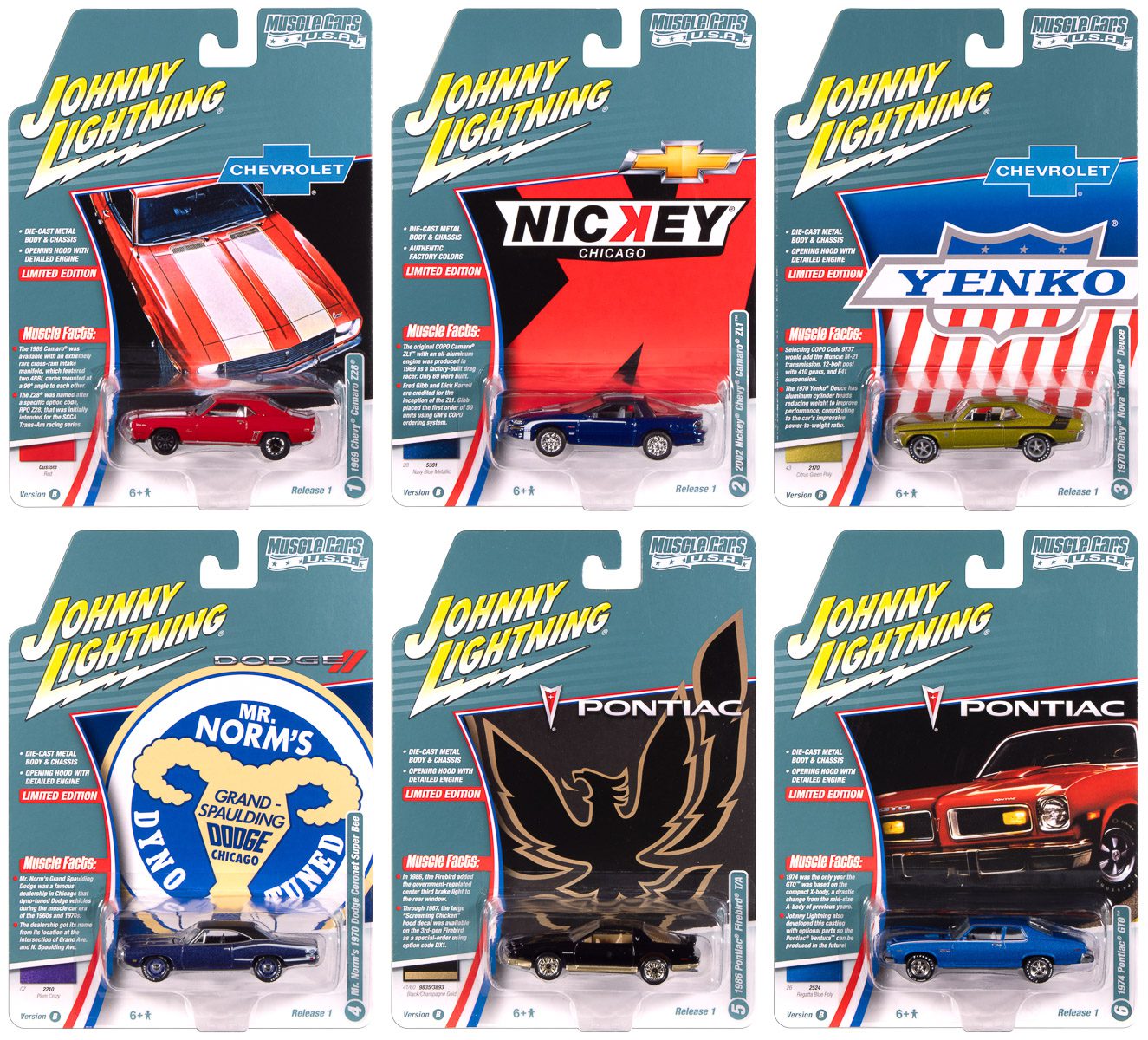 johnny-lightning-muscle-cars-usa-2025-r1-set-b-6-voitures-1-64 image 1