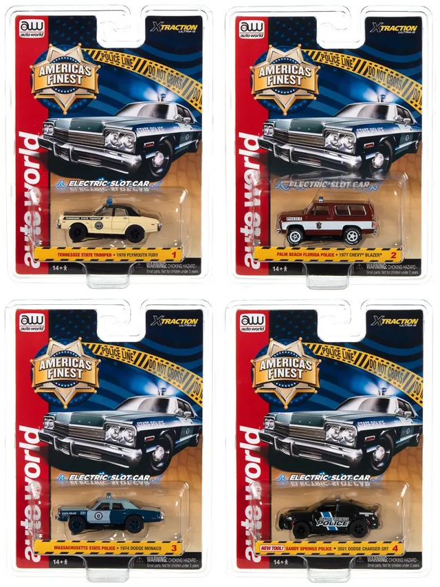 auto-world-xtraction-r4-slot-car-ho-1-64-police-america-finest image 1