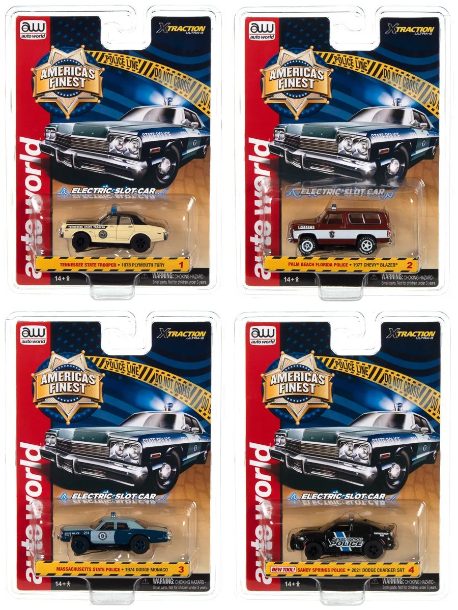 auto-world-xtraction-r4-slot-car-ho-1-64-police-america-finest image 1