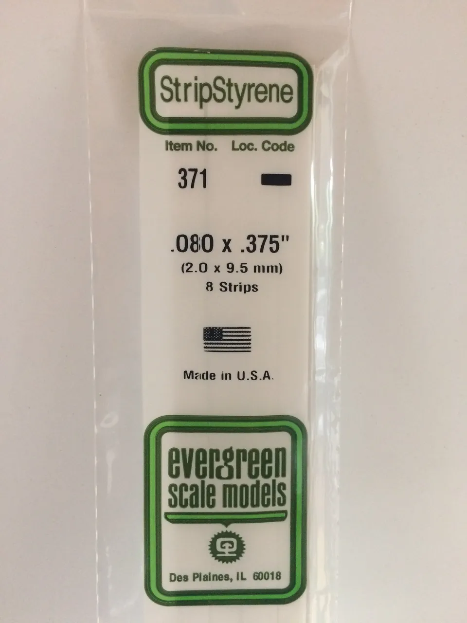 evergreen-strips-371-baguette-plate-2x9-5-mm-lot-8 image 1