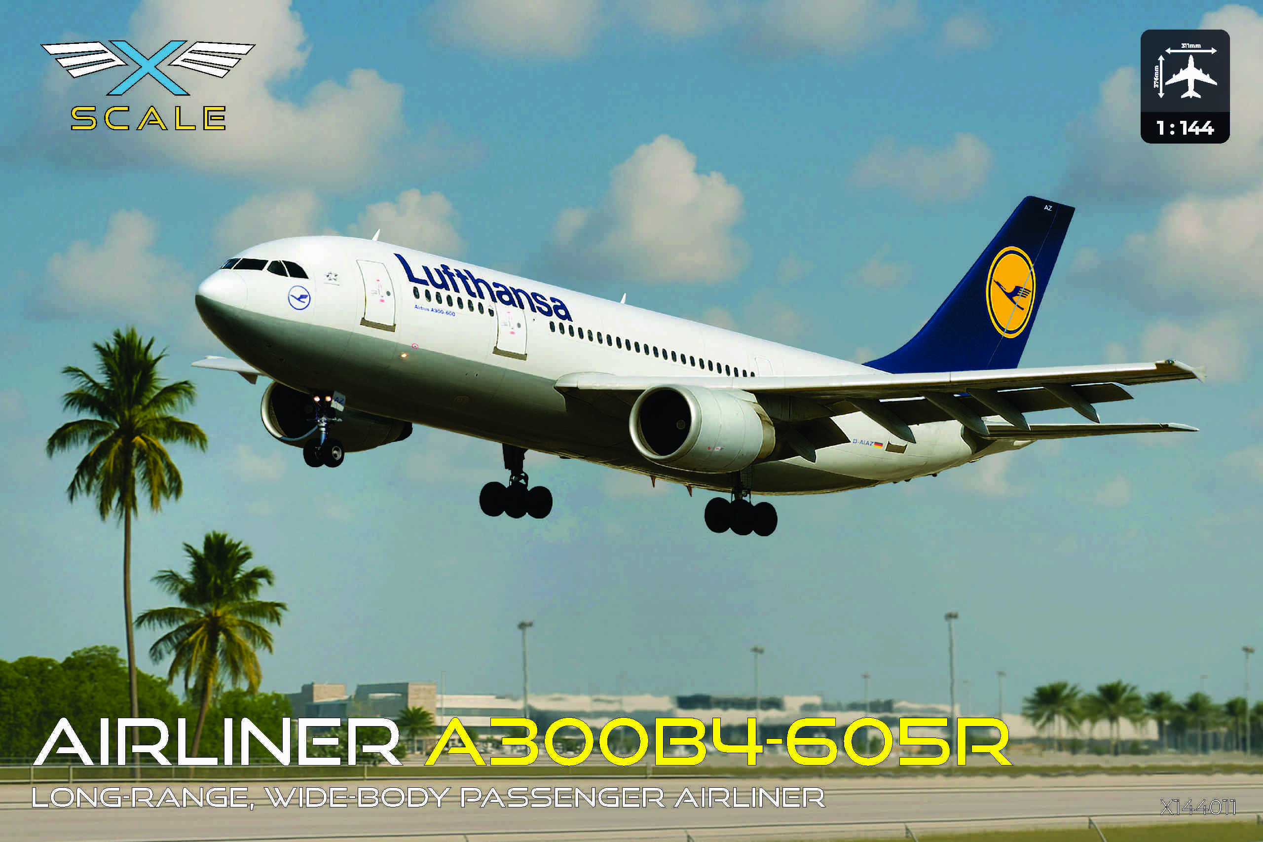 x-scale-a300b4-605r-lufthansa-maquette-avion-1-144-civil image 1