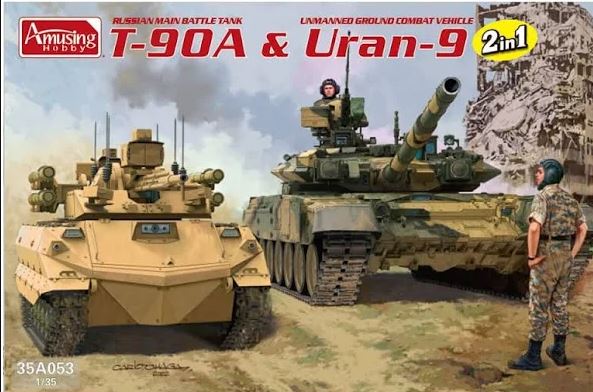 amusing-hobby-35a053-uran-9-t-90a-maquette-char-1-35-double-kit image 1