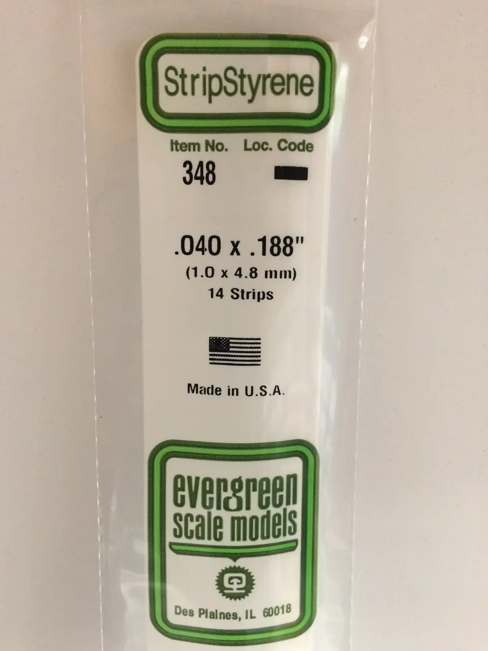 evergreen-strips-348-baguette-plastique-blanche-1x4-8-mm-14-pcs image 1
