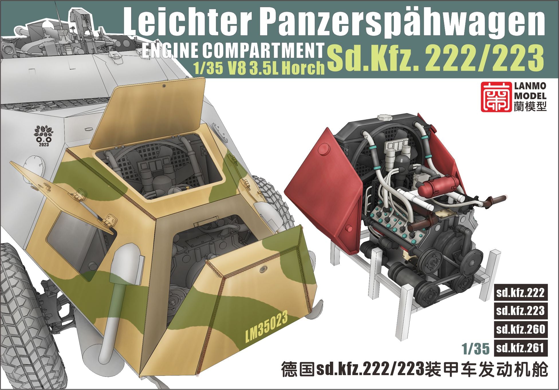 lanmo-model-lm35023-sd-kfz-222-223-moteur-kit-1-35-d-taillage image 1
