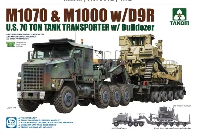 takom-5002-maquette-1-72-m1070-porte-char-bulldozer-d9r image 1