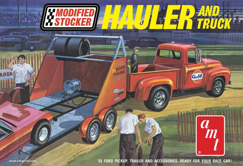 amt-1953-ford-pickup-gulf-maquette-camion-1-25-remorque image 1