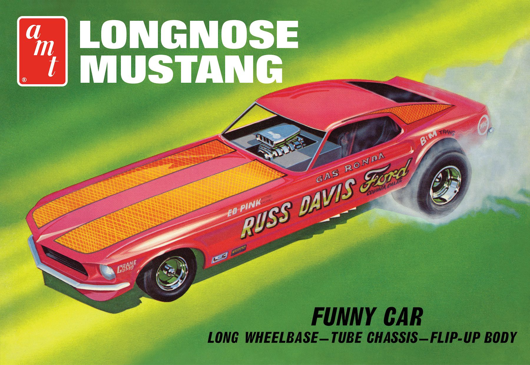 amt-mustang-gas-ronda-funny-car-maquette-1-25-long-nose-1969 image 1