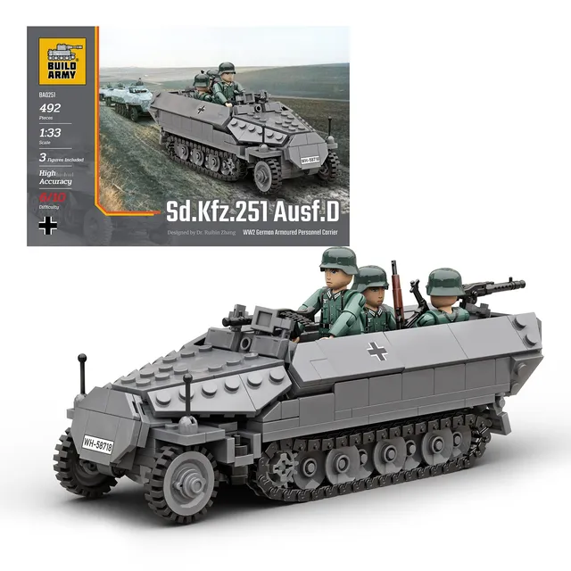 build-army-ba0251-sd-kfz-251-ausf-d-briques-415-pcs-ww2 image 1