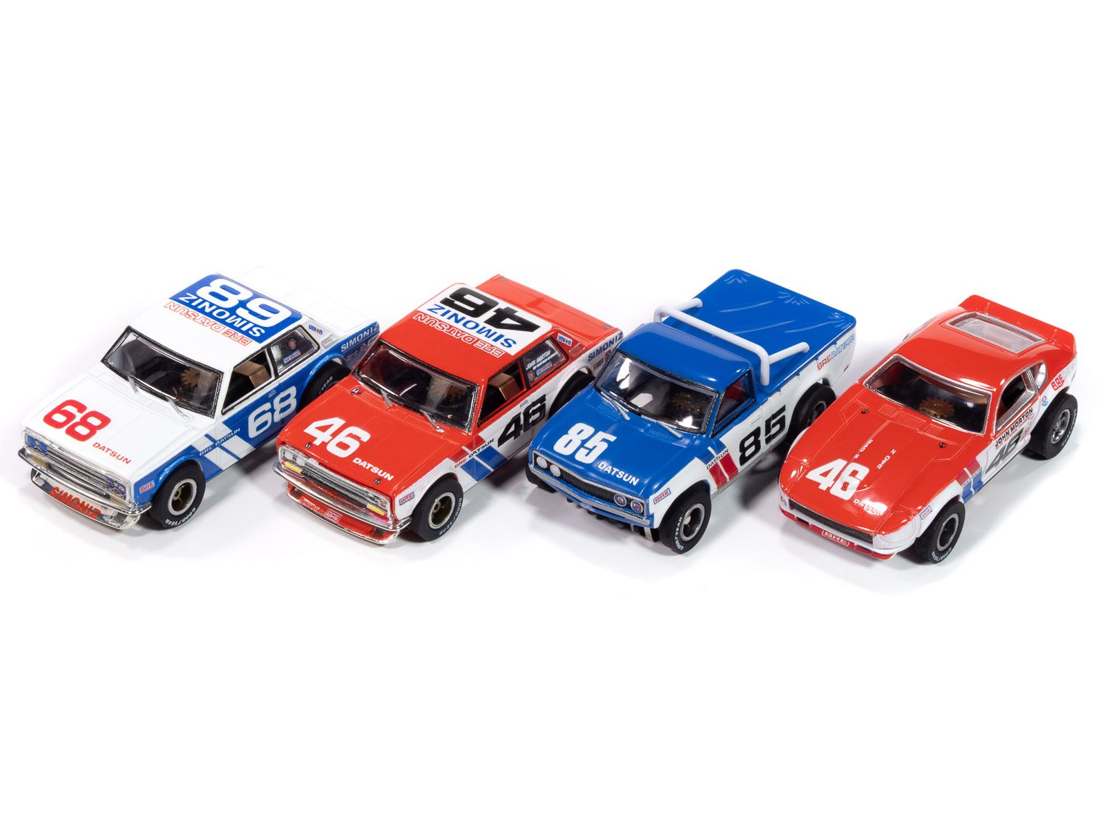 amt-auto-world-x-traction-bre-voiture-slot-ho-coffret-4-datsun image 2