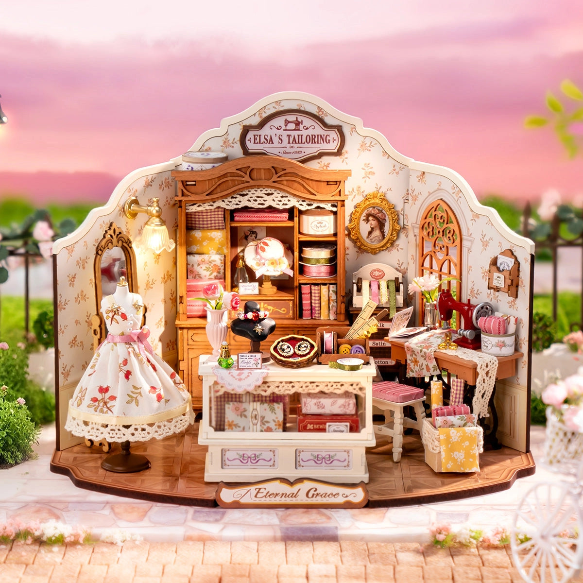 robotime-dg178-atelier-couture-elsa-s-tailoring-puzzle-bois-3d image 1