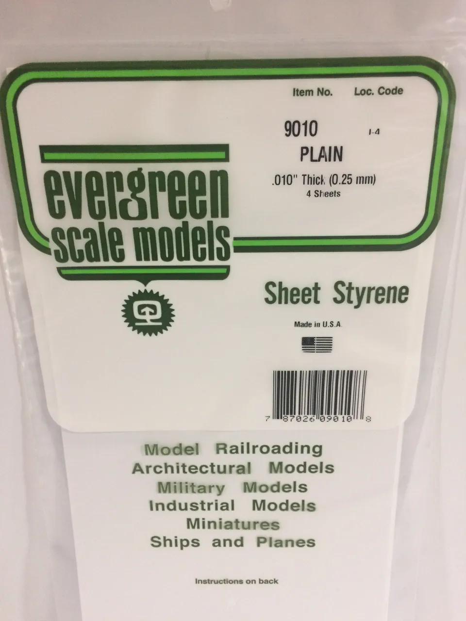 evergreen-sheets-9010-plaque-blanche-0-25-mm-lot-de-4 image 1