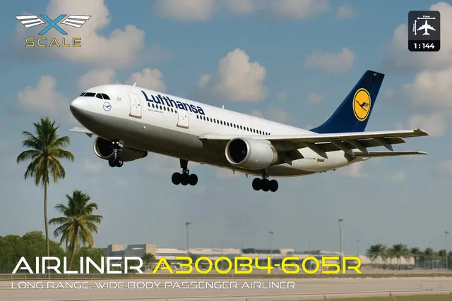 x-scale-a300b4-605r-lufthansa-maquette-avion-1-144-civil image 1