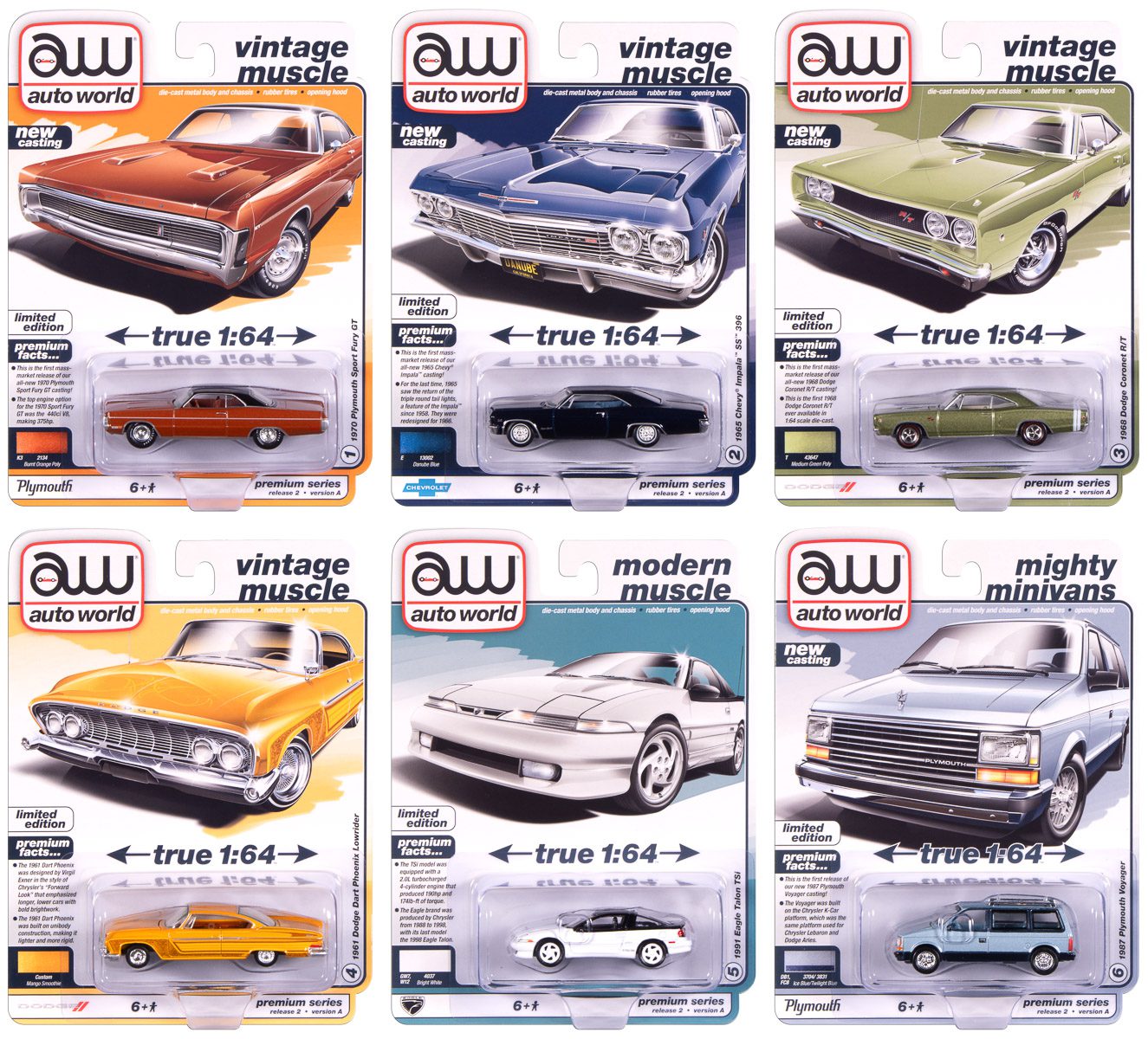 auto-world-premium-release-2-set-a-voiture-miniature-1-64-lot-6 image 1
