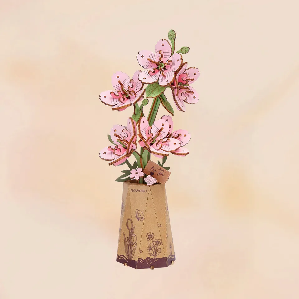 robotime-tw101-rowood-bouquet-sakura-puzzle-bois-3d-fleurs image 1