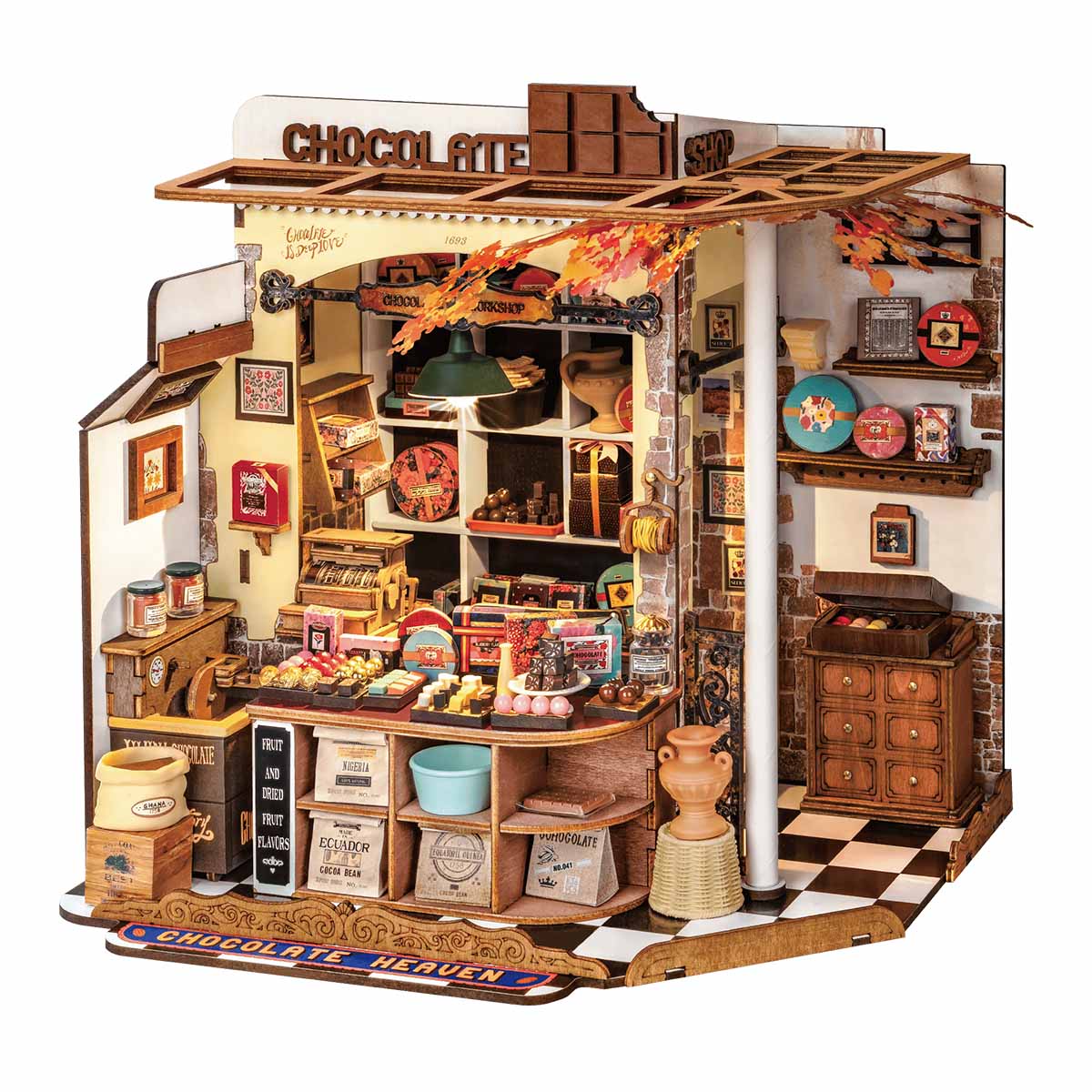 robotime-rolife-dg174-henry-s-chocolate-maison-miniature-diy image 1