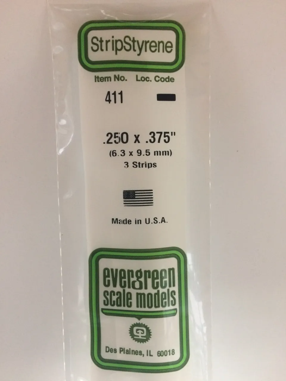 evergreen-strips-411-baguette-plastique-blanche-6-3x9-5mm-3pcs image 1
