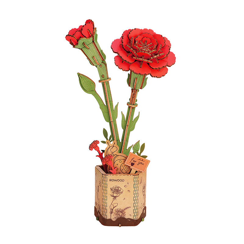 rowood-tw052-illet-rouge-maquette-fleur-bois-3d-puzzle image 1