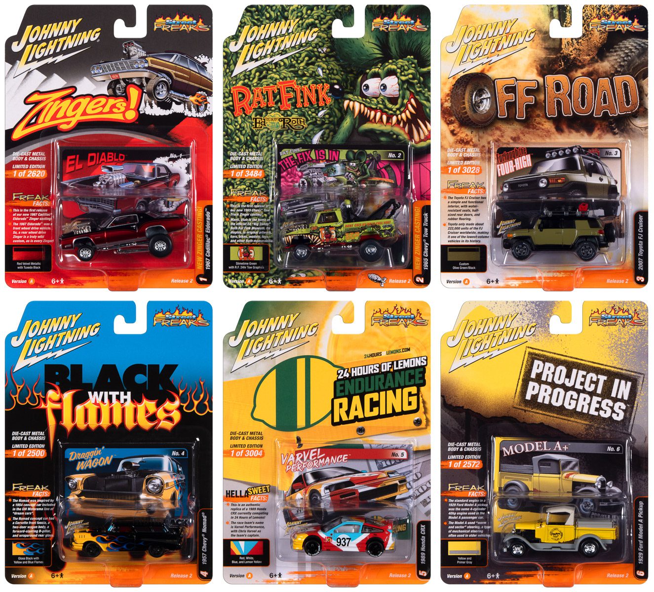 johnny-lightning-street-freaks-2023-release-2-set-a-voitures-miniatures-1-64-cof image 1