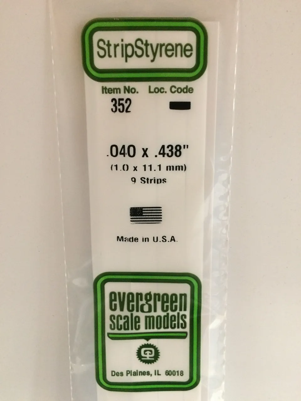 evergreen-strips-352-baguette-plastique-blanche-1x11-1mm-9-pcs image 1