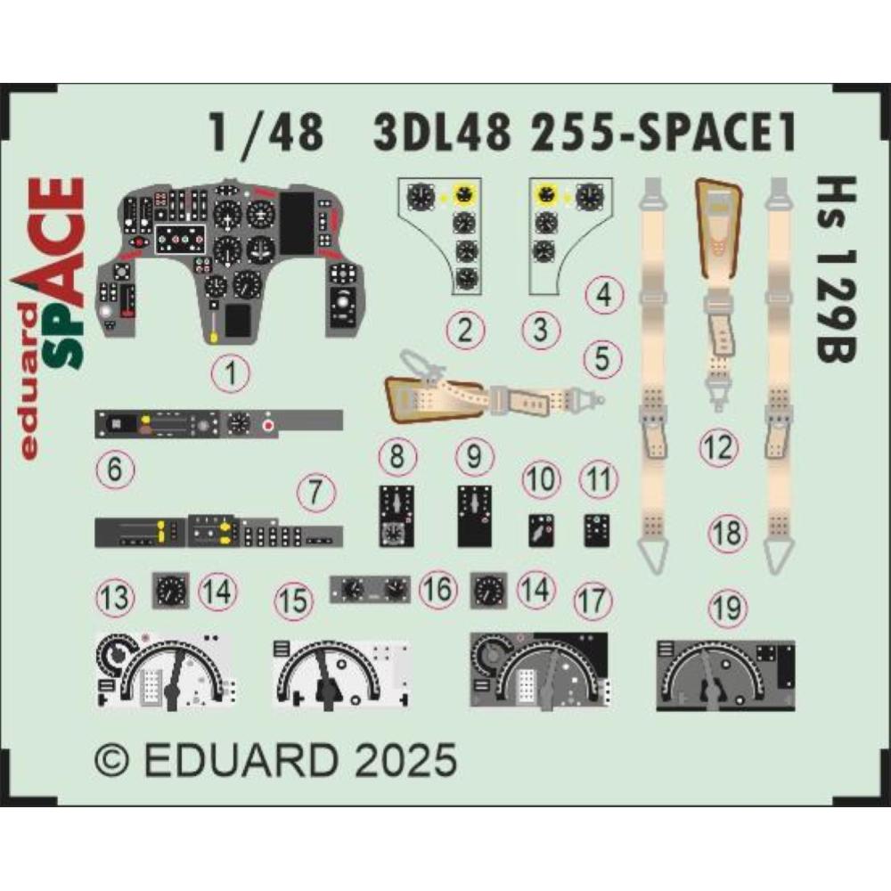 eduard-3dl48255-hs-129-b-cockpit-1-48-pour-takom-3d image 1
