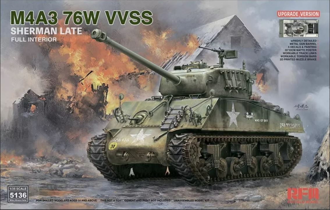 rye-field-5136-m4a3-76w-vvss-sherman-maquette-char-1-35-int-rieur image 1