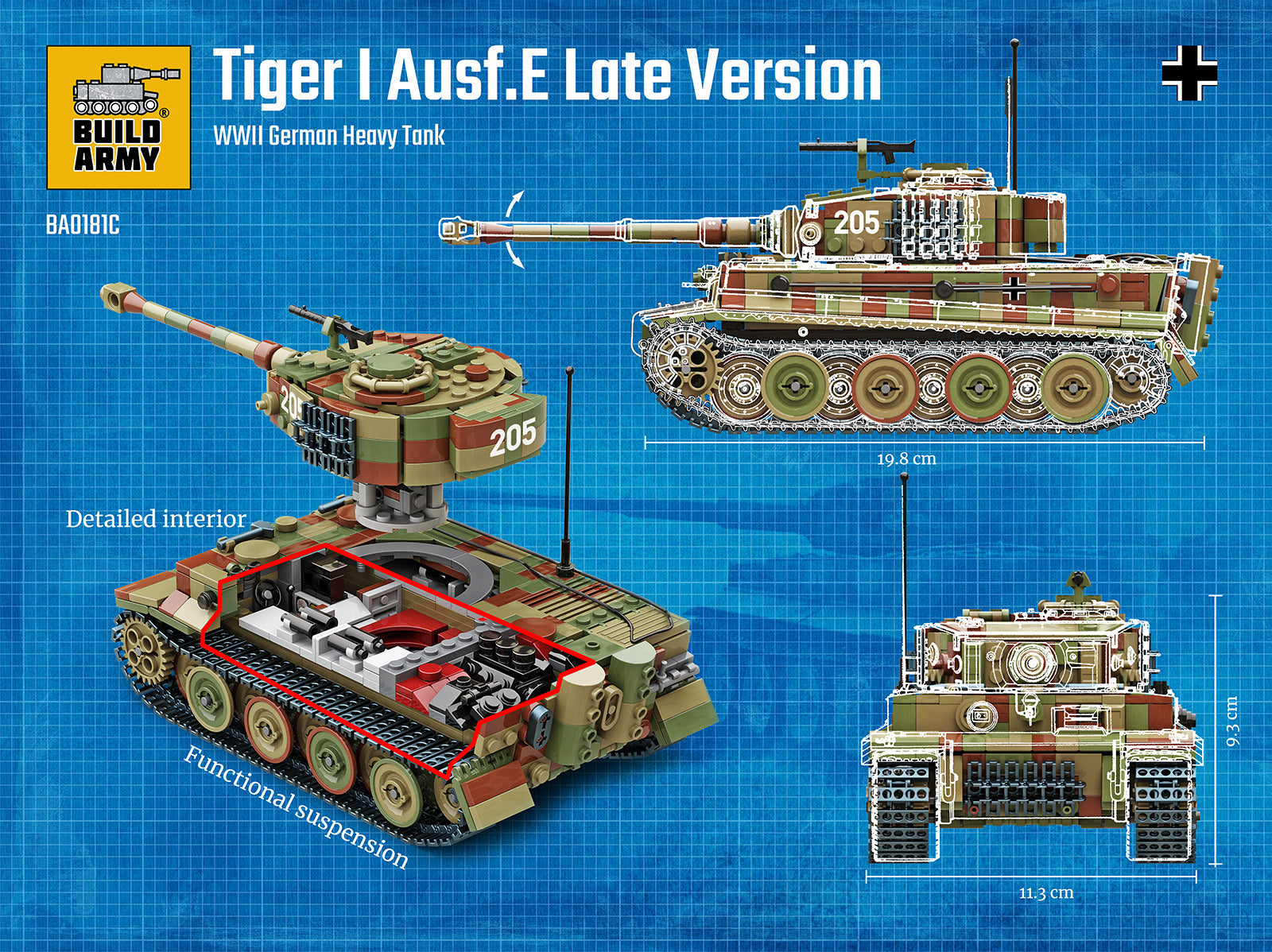 build-army-ba0181c-tiger-i-ausf-e-char-briques-camouflage-1153pcs image 5