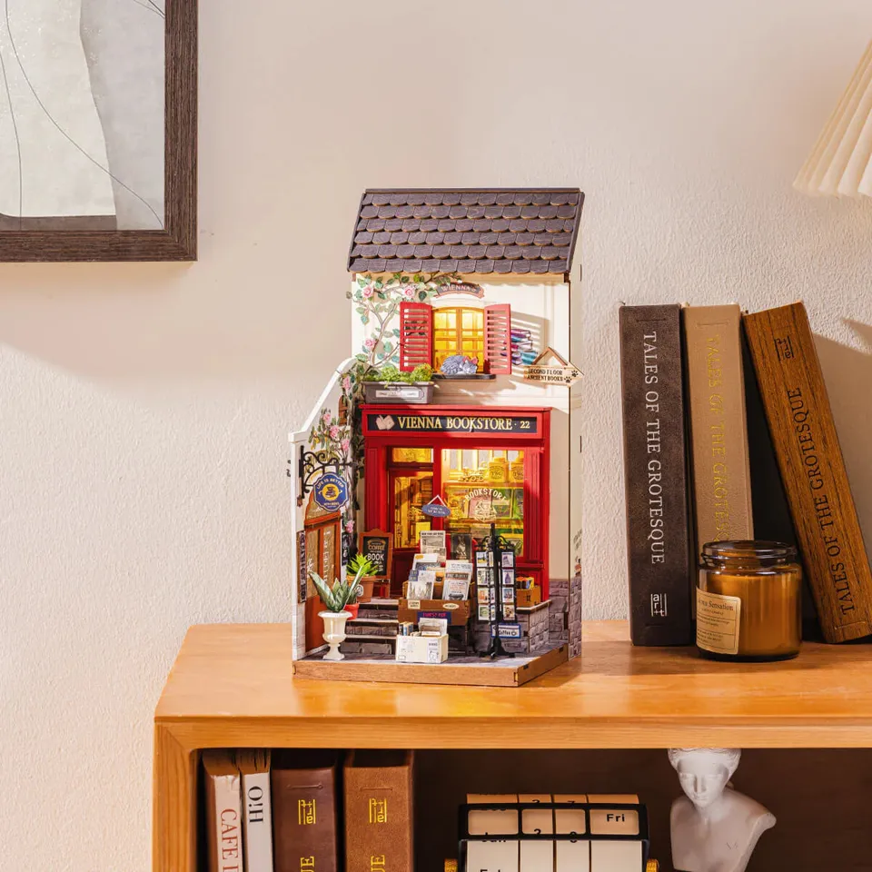 rolife-dg183-maquette-bois-librairie-vienna-miniature-led image 1